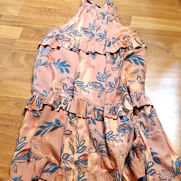 Free People BOHO printed pink blue floral Anita maxi sundress sleeveless. XS 4 6 - Picture 7 of 12